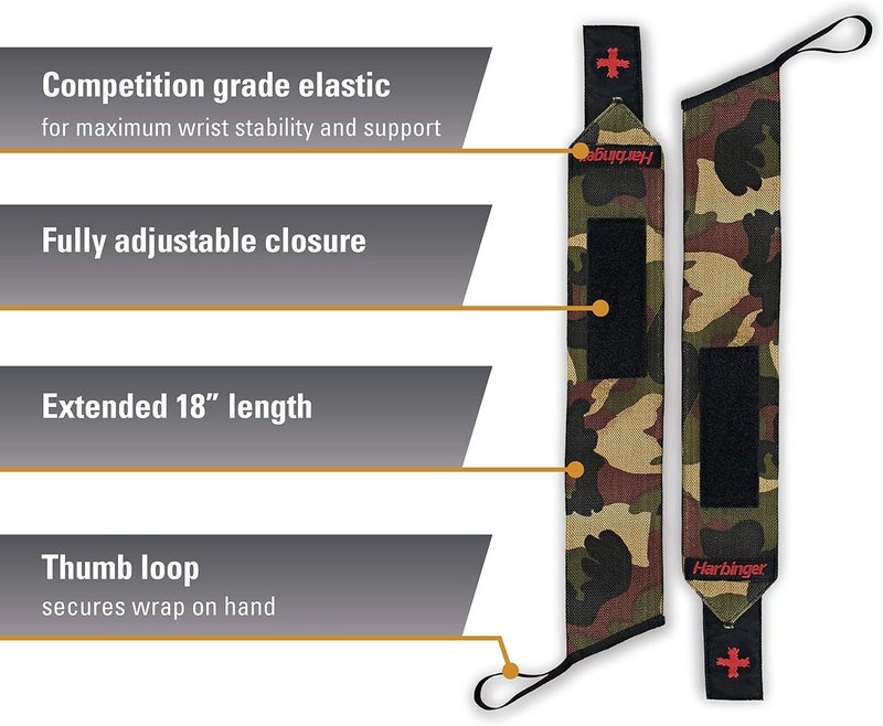 Harbinger أربطة معصم لرفع الأثقال بطول 18 بوصة من Red Line للرجال والنساء (زوج) - Image 2